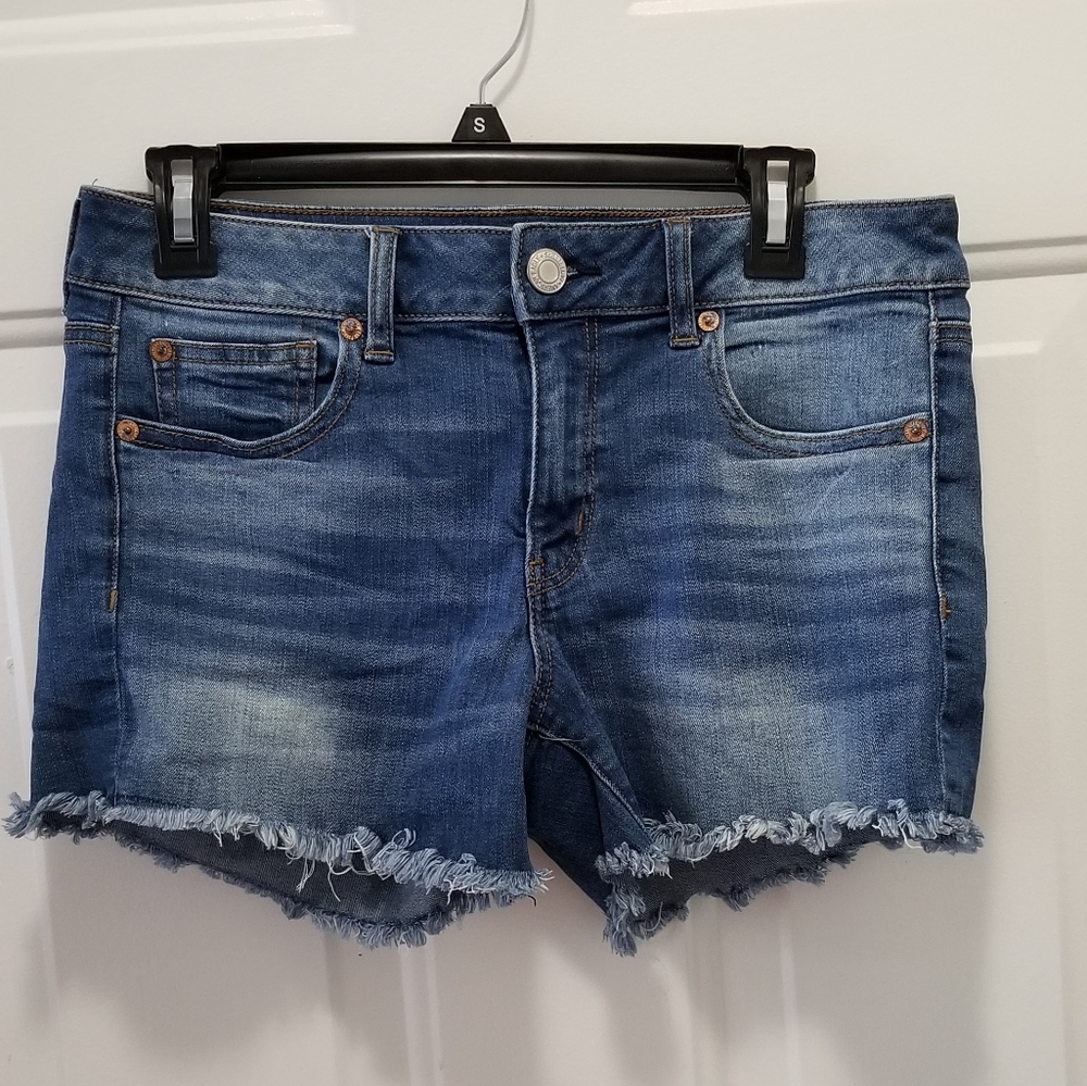 Medium Wash American Eagle Midi Jean Shorts